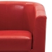 Sillón con diseño de cubo con reposapiés cuero sintético rojo