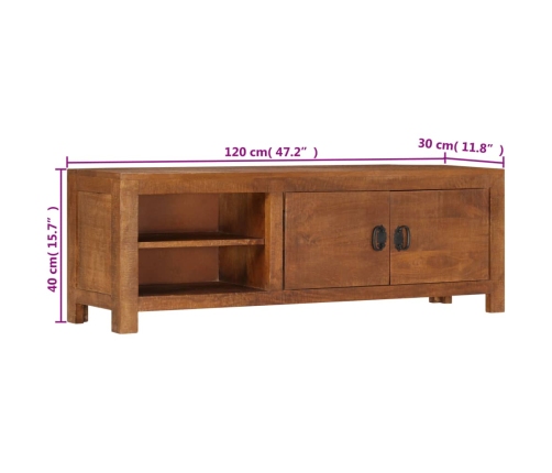 Mueble de TV de madera maciza de mango 120x30x40 cm