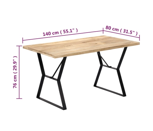 Mesa de comedor de madera maciza de mango 140x80x76 cm