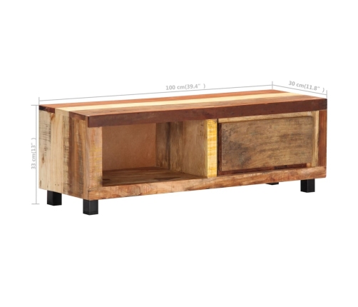 Mueble para TV madera maciza reciclada 100x30x33 cm