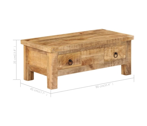 Mesa de centro de madera maciza de mango 90x45x35 cm