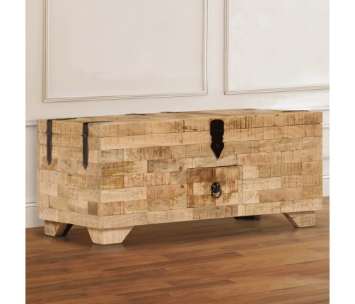 Mesa de centro de madera maciza de mango 80x40x35 cm