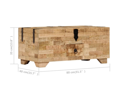 Mesa de centro de madera maciza de mango 80x40x35 cm