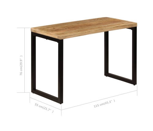 Mesa de comedor de madera maciza de mango y acero 115x55x76 cm