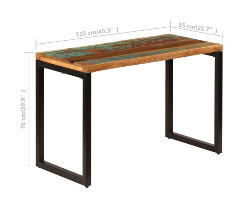 Mesa de comedor de madera maciza reciclada y acero 115x55x76 cm