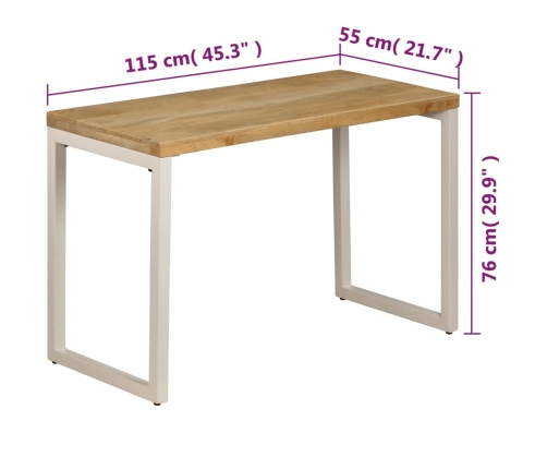 Mesa de comedor de madera maciza de mango y acero 115x55x76 cm