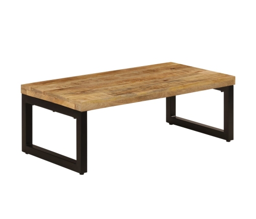 Mesa de centro madera maciza de mango y acero 100x50x35 cm