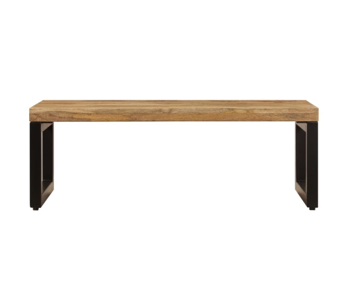 Mesa de centro madera maciza de mango y acero 100x50x35 cm