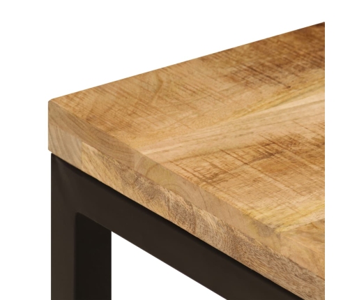 Mesa de centro madera maciza de mango y acero 100x50x35 cm