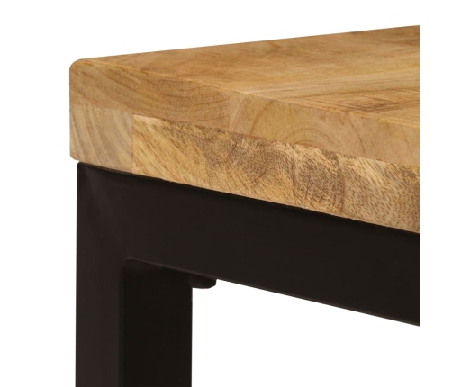 Mesa de centro madera maciza de mango y acero 100x50x35 cm