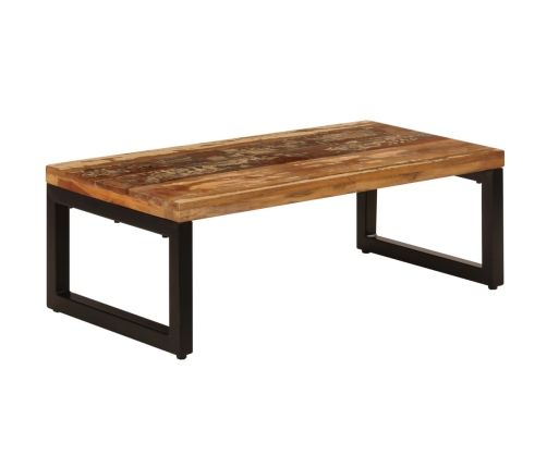 Mesa de centro de madera maciza reciclada y acero 100x50x35 cm