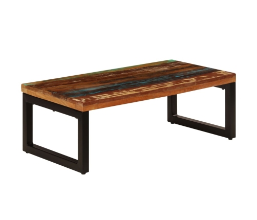 Mesa de centro de madera maciza reciclada y acero 100x50x35 cm