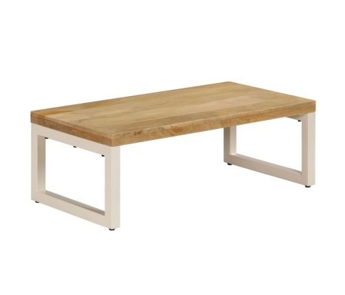 vidaXL Mesa de centro madera maciza de mango y acero 100x50x35 cm