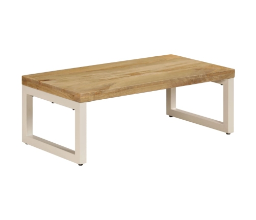 vidaXL Mesa de centro madera maciza de mango y acero 100x50x35 cm