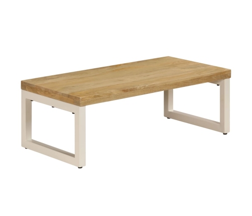 vidaXL Mesa de centro madera maciza de mango y acero 100x50x35 cm