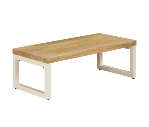 vidaXL Mesa de centro madera maciza de mango y acero 100x50x35 cm