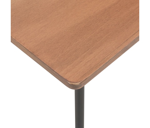 vidaXL Mesa de comedor contrachapada maciza acero marrón 120x60x73 cm