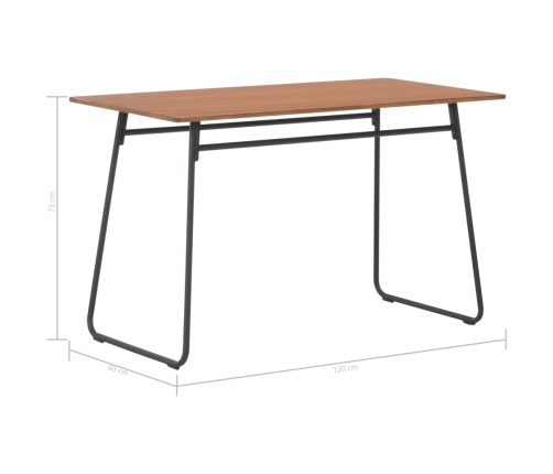 vidaXL Mesa de comedor contrachapada maciza acero marrón 120x60x73 cm