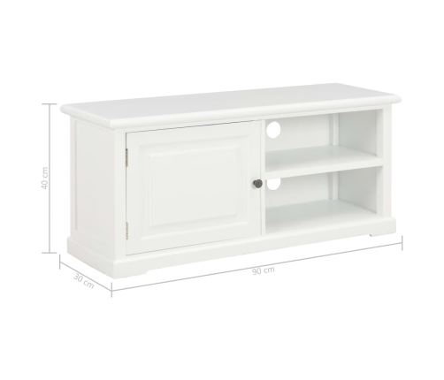 Mueble para TV de madera blanco 90x30x40 cm