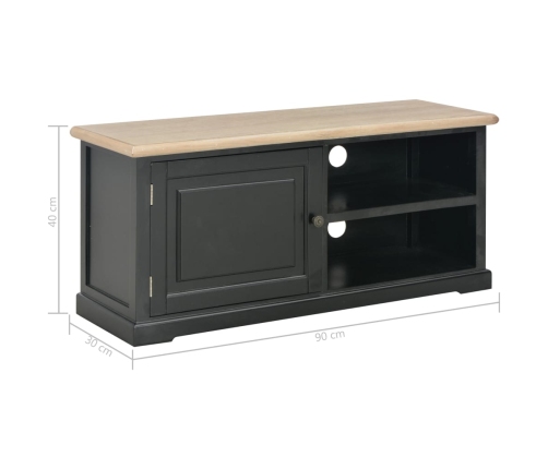 Mueble para TV de madera negro 90x30x40 cm