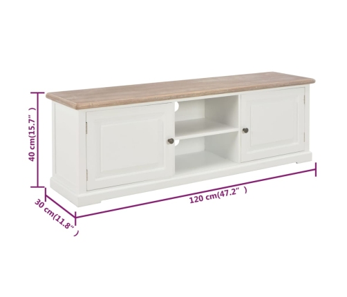 vidaXL Mueble para TV de madera blanco 120x30x40 cm