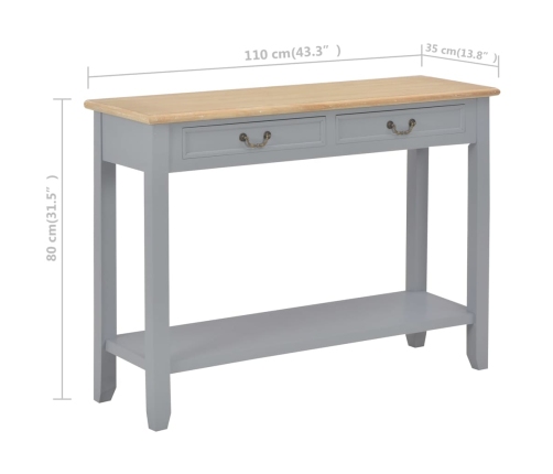 Mesa consola de madera gris 110x35x80 cm