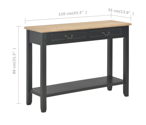 Mesa consola de madera negro 110x35x80 cm