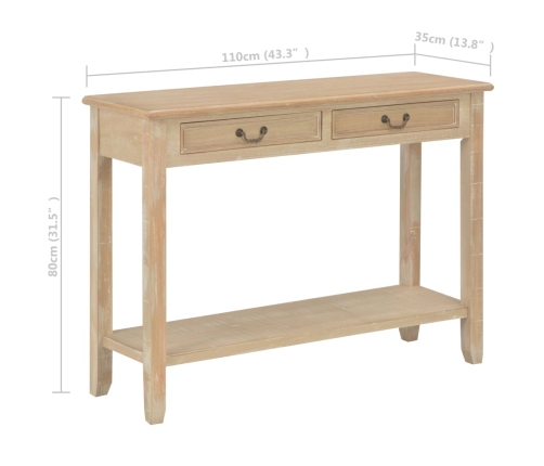 Mesa consola de madera 110x35x80 cm