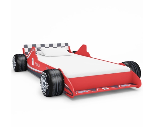 Cama con forma de coche de carreras para niños 90x200 cm roja