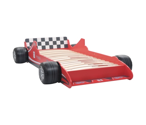 Cama con forma de coche de carreras para niños 90x200 cm roja