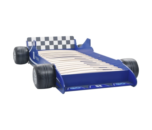 Cama con forma de coche de carreras para niños 90x200 cm azul