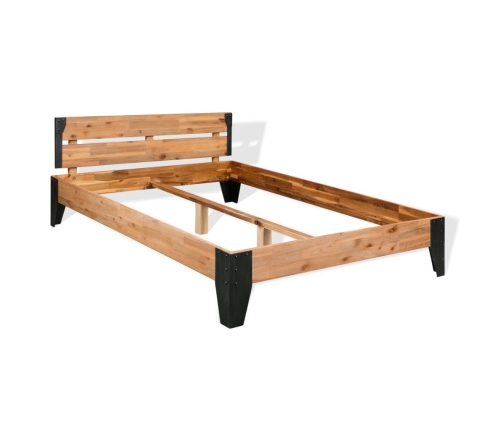 Estructura de cama de madera maciza de acacia acero 152x203 cm