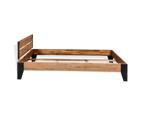 Estructura de cama de madera maciza de acacia acero 152x203 cm