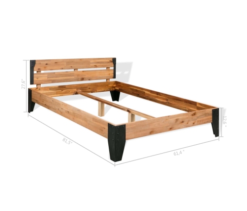 Estructura de cama de madera maciza de acacia acero 152x203 cm