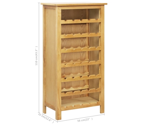 Botellero de madera maciza de roble 56x32x110 cm