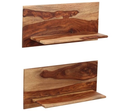 Estantes de pared 2 uds madera maciza de sheesham 58x26x20 cm