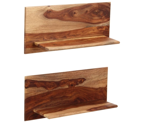 Estantes de pared 2 uds madera maciza de sheesham 58x26x20 cm