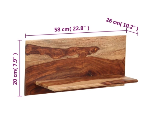 Estantes de pared 2 uds madera maciza de sheesham 58x26x20 cm