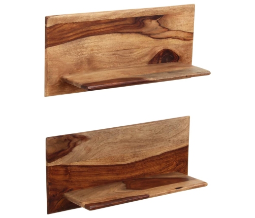 Estantes de pared 2 uds madera maciza de sheesham 58x26x20 cm