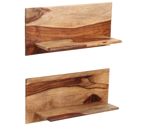 Estantes de pared 2 uds madera maciza de sheesham 58x26x20 cm