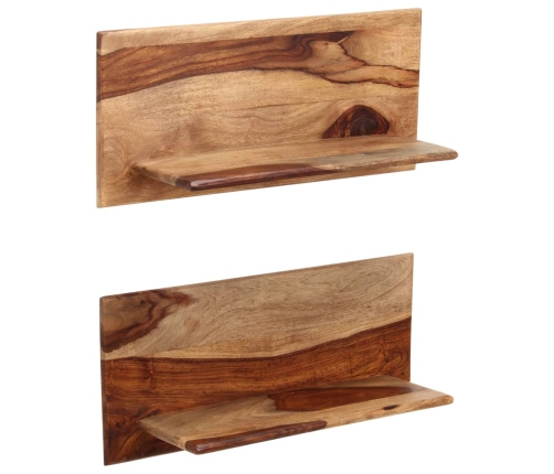 Estantes de pared 2 uds madera maciza de sheesham 58x26x20 cm