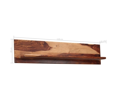 Estantes de pared 2 uds madera maciza de sheesham 118x26x20 cm