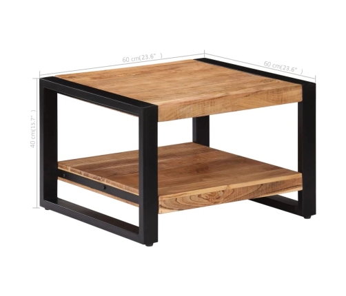 vidaXL Mesa de centro de madera maciza de acacia 60x60x40 cm