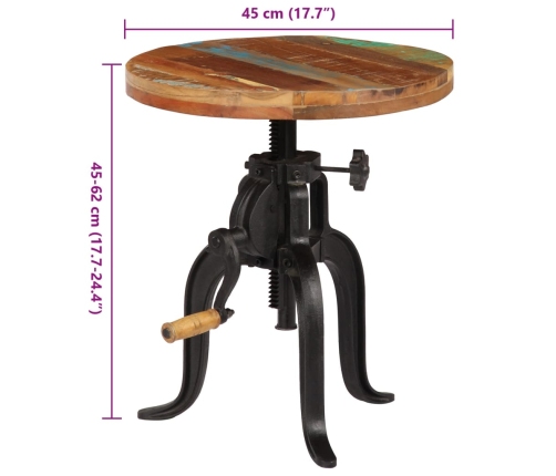 Mesa auxiliar madera reciclada y hierro fundido 45x(45-62) cm