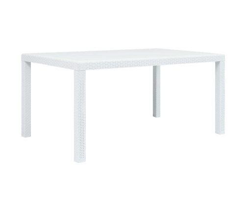 vidaXL Mesa de jardín plástico aspecto de ratán blanco 150x90x72 cm