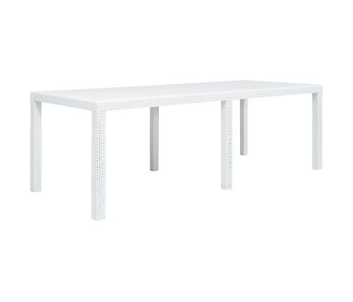 vidaXL Mesa de jardín aspecto de ratán plástico blanca 220x90x72 cm