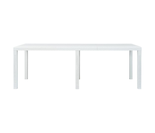 vidaXL Mesa de jardín aspecto de ratán plástico blanca 220x90x72 cm