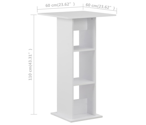 Mesa de bar blanca 60x60x110 cm