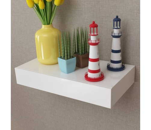 Estantes de pared flotantes con cajones 2 uds blanco 48 cm