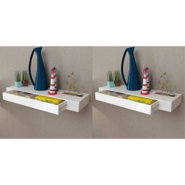 Estantes de pared flotantes con cajones 2 uds blanco 80 cm